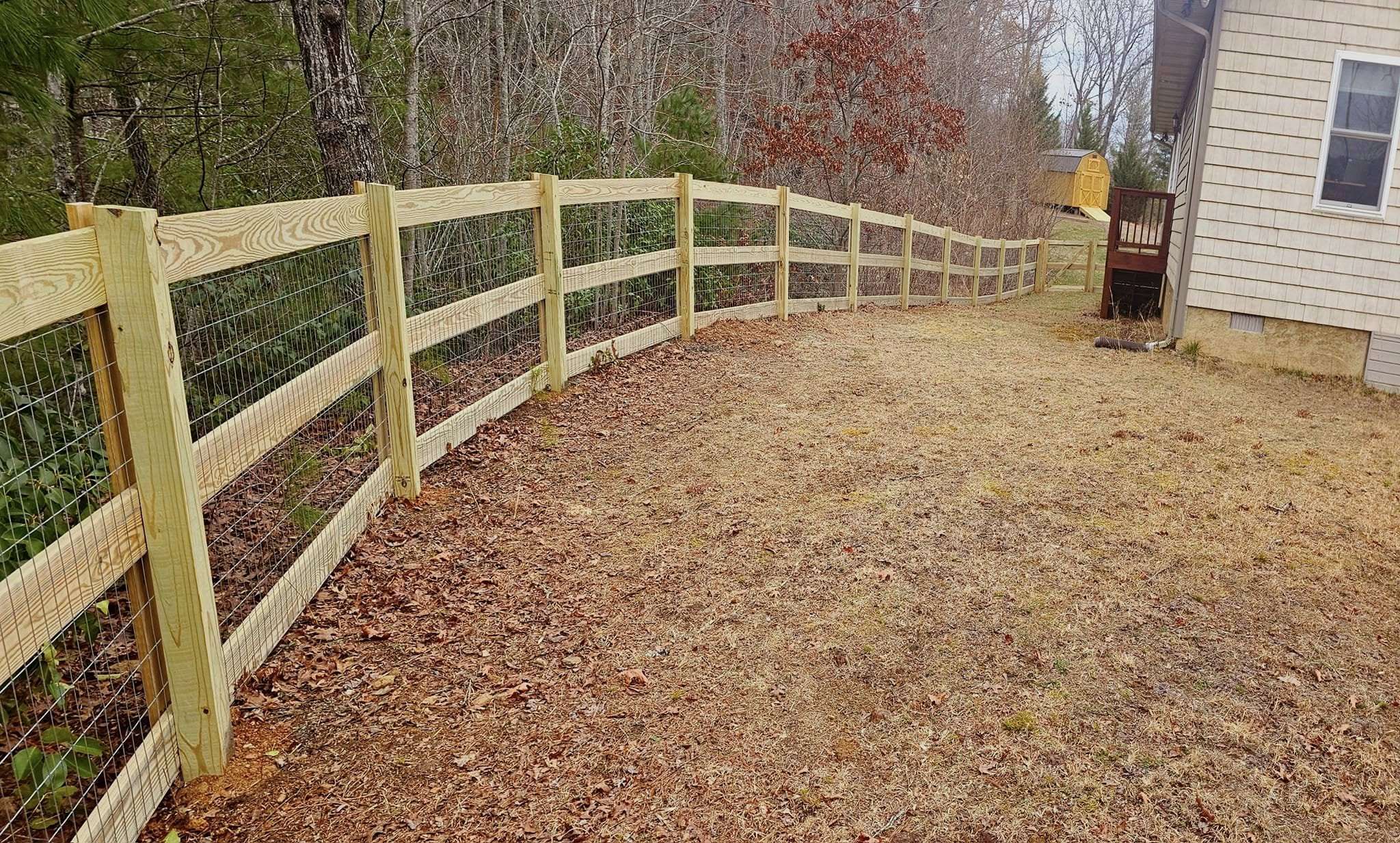 3-Rail Ranch Fence with Welded Wire Mesh